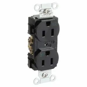 GRAINGER CBRS15BLKWR Receptacle, Duplex, 5-15R, 15 A, 125V AC, Black, 2 Poles, Screw Terminals | CP8XUP 52HD57