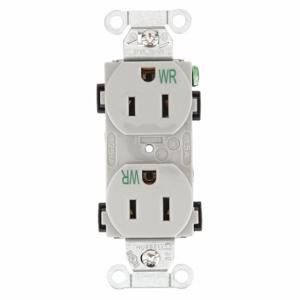 GRAINGER CBRS15GRYWR Receptacle, Duplex, 5-15R, 15 A, 125V AC, Gray, 2 Poles, Screw Terminals | CP8XYE 52HD61