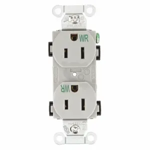 GRAINGER CBRS15GRYWR Receptacle, Duplex, 5-15R, 15 A, 125V AC, Gray, 2 Poles, Screw Terminals | CP8XYE 52HD61