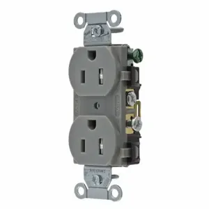 GRAINGER CBRS15GRYWRTR Receptacle, Duplex, 5-15R, 15 A, 125V AC, Gray, 2 Poles, Screw Terminals | CP8XYJ 49YZ14