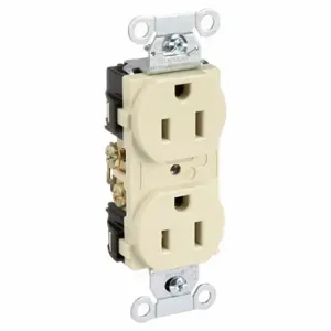 GRAINGER CBRS15I Receptacle, Duplex, 5-15R, 15 A, 125V AC, Ivory, 2 Poles, Screw Terminals, Std Resist | CP8XVM 49YZ15