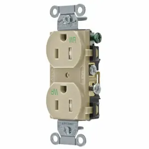 GRAINGER CBRS15IWRTR Receptacle, Duplex, 5-15R, 15 A, 125V AC, Ivory, 2 Poles, Screw Terminals | CP8XVK 52HD64