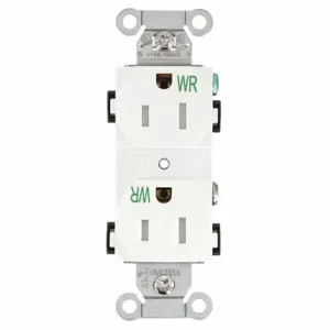 GRAINGER CBRS15WWRTR Receptacle, Duplex, 5-15R, 15 A, 125V AC, White, 2 Poles, Screw Terminals | CP8XVQ 52HD69