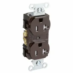 GRAINGER CBRS20TR Receptacle, Duplex, 5-20R, 20 A, 125V AC, Brown, 2 Poles, Screw Terminals | CP8XWB 49YZ17