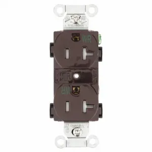 GRAINGER CBRS20WRTR Receptacle, Duplex, 5-20R, 20 A, 125V AC, Brown, 2 Poles, Screw Terminals | CP8XVZ 49YZ18