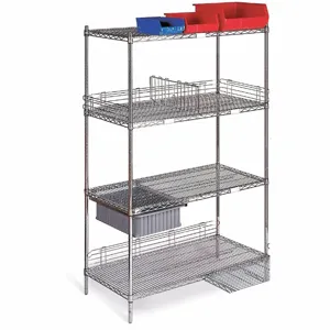 GRAINGER CC1860C-74SRP Wire Shelving Unit, 60 Inch x 18 Inch x 79 Inch, Dry, Split Sleeve, 4 Shelves, Silver | CQ2NHL 8ETW2