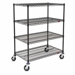 GRAINGER CC2472BL-SRP Wire Shelving Unit, 72 Inch x 24 Inch x 68 Inch, Dry/Wet, Split Sleeve, 4 Shelves, Black | CQ2NJB 8EM54