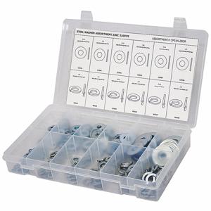 GRAINGER CPS1KLZ8GR Washer Assortment, Steel, 0.036 to 0.125 Thickness, Flat and Split Lock Type, 310 Peices | CG9VWL 53WR28
