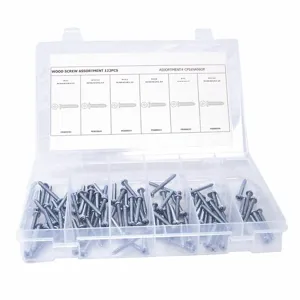 GRAINGER CPS1NA96GR Wood Screw Assortment, 122 Pieces | CD2MDM 53WR29