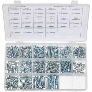 GRAINGER CPS1ZA56GR Machine Screw Assortment, 1/2 to 2 Inch Length, Steel, 6-32 to 1/4-20 Size, 445 Pieces | CG9VWM 53WR15