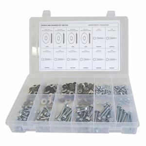 GRAINGER CPS1ZA73GR Self-Drilling Screws/Washer Assortment, 260 Peices | CD2MCZ 53WR11
