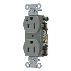 GRAINGER CR15IGRY Receptacle, Duplex, 5-15R, 15 A, 125V AC, Gray, 2 Poles, Screw Terminals | CP8XVB 52HD75