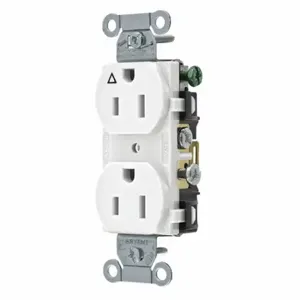 GRAINGER CR15IGW Receptacle, Duplex, 5-15R, 15 A, 125V AC, White, 2 Poles, Screw Terminals, Std Resist | CP8XVT 52HD76