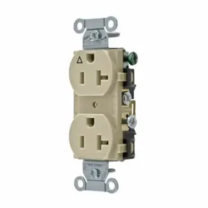 GRAINGER CR20IGI Receptacle, Duplex, 5-20R, 15 A, 125V AC, Ivory, 2 Poles, Screw Terminals, Std Resist | CP8XVV 52HD78