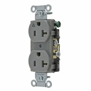 GRAINGER CR20IGRY Receptacle, Duplex, 5-20R, 15 A, 125V AC, Gray, 2 Poles, Screw Terminals, Std Resist | CP8XVU 52HD79