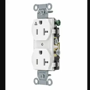 GRAINGER CR20IGW Receptacle, Duplex, 5-20R, 15 A, 125V AC, White, 2 Poles, Screw Terminals, Std Resist | CP8XYG 52HD80