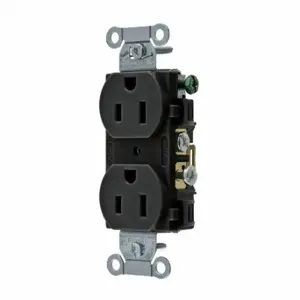 GRAINGER CRS15BLK Receptacle, Duplex, 5-15R, 15 A, 125V AC, Black, 2 Poles, Screw Terminals, Std Resist | CP8XUV 52HD81