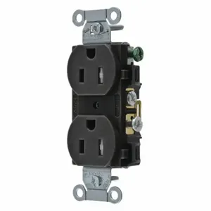 GRAINGER CRS15BLKTR Receptacle, Duplex, 5-15R, 15 A, 125V AC, Black, 2 Poles, Screw Terminals | CP8XUR 52HD82