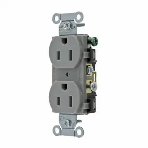 GRAINGER CRS15GRY Receptacle, Duplex, 5-15R, 15 A, 125V AC, Gray, 2 Poles, Screw Terminals, Std Resist | CP8XVC 52HD83