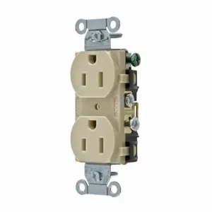 GRAINGER CRS15I Receptacle, Duplex, 5-15R, 15 A, 125V AC, Ivory, 2 Poles, Screw Terminals, Std Resist | CP8XVL 52HD85