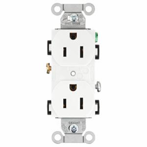 GRAINGER CRS15W Receptacle, Duplex, 5-15R, 15 A, 125V AC, White, 2 Poles, Screw Terminals, Std Resist | CP8XVR 52HD87