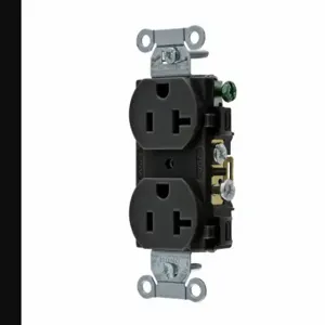 GRAINGER CRS20BLK Receptacle, Duplex, 5-20R, 20 A, 125V AC, Black, 2 Poles, Screw Terminals, Std Resist | CP8XYQ 52HD88