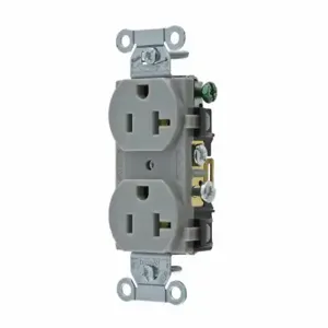 GRAINGER CRS20GRY Receptacle, Duplex, 5-20R, 20 A, 125V AC, Gray, 2 Poles, Screw Terminals, Std Resist | CP8XWF 52HD90