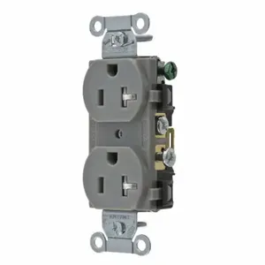 GRAINGER CRS20GRYTR Receptacle, Duplex, 5-20R, 20 A, 125V AC, Gray, 2 Poles, Screw Terminals, Tamper Resistant | CP8XWG 52HD91