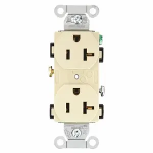 GRAINGER CRS20I Receptacle, Duplex, 5-20R, 20 A, 125V AC, Ivory, 2 Poles, Screw Terminals, Std Resist | CP8XYX 52HD92