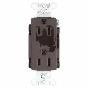 GRAINGER DRS15 Receptacle, Decorator Duplex, 5-15R, 15 A, 125V AC, Brown, 2 Poles, Screw Terminals | CP8XTW 49YZ25