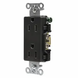 GRAINGER DRS15BLK Receptacle, Decorator Duplex, 5-15R, 15 A, 125V AC, Black, 2 Poles, Screw Terminals | CP8XTU 52HD97