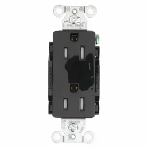 GRAINGER DRS15BLKTR Receptacle, Decorator Duplex, 5-15R, 15 A, 125V AC, Black, 2 Poles, Screw Terminals | CP8XTV 52HD98