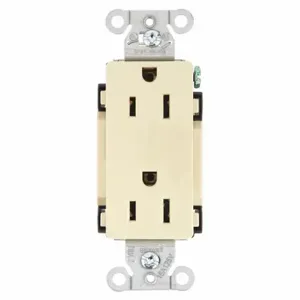 GRAINGER DRS15I Receptacle, Decorator Duplex, 5-15R, 15 A, 125V AC, Ivory, 2 Poles, Screw Terminals | CP8XUA 52HE02