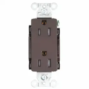 GRAINGER DRS15TR Receptacle, Decorator Duplex, 5-15R, 15 A, 125V AC, Brown, 2 Poles, Screw Terminals | CP8XTX 49YZ26