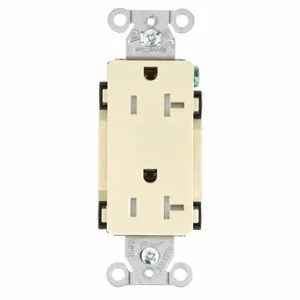 GRAINGER DRS20ITR Receptacle, Decorator Duplex, 5-20R, 20 A, 125V AC, Ivory, 2 Poles, Screw Terminals | CP8XUL 52HE12