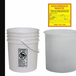 GRAINGER FISHER2 Pail Kit, 5 gal, Open Head, Plastic, 14 1/4 Inch OverallHeight, Round, White | CQ3MYY 42NY71