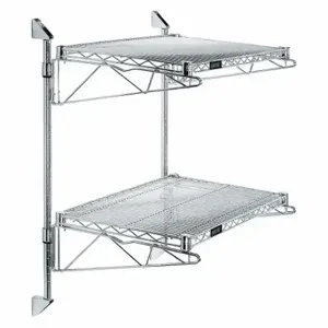 GRAINGER GACB14-34-1448S Wire Wall Shelf, 48 Inch x 14 Inch, 2 Shelves, 400 lb Load Capacity per Shelf, Post | CQ7YYA 45TV90