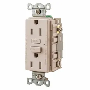 GRAINGER GFT15LA GFCI Receptacle, Duplex, 5-15R, 15 A, 125 VAC, Light Almond, 2 Poles, Screw Terminals | CP8XYZ 483P70