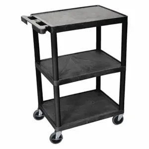 GRAINGER HE34-B Utility Cart With Lipped Plastic Shelves, 400 lb Load Capacity, 24 Inch x 18 Inch, Std | CQ3QVE 8Y889