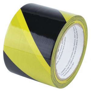 GRAINGER HT202BY Floor Marking Tape, Striped, Black/Yellow, 3 Inch x 54 ft, 8 mil Tape Thick | CP9PUX 751J96