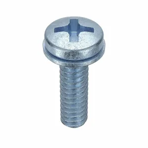 GRAINGER MPPII0-600500-100P Machine Screw, #6-32 Thread, 1/2 Inch Length, Steel, 0.022 Inch Washer Thickness, 100PK | CG9UQP 1PXR4