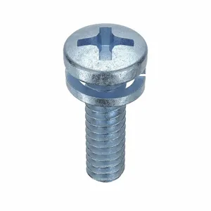 GRAINGER MPPLI0-600500-100P Machine Screw, #6-32 Thread, 1/2 Inch Length, Steel, 0.034 Inch Washer Thickness, 100PK | CG9UQR 1PXU8