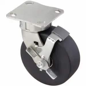 GRAINGER P25S-NMB040K-14-WB-DL Kingpinless Plate Caster, 4 Inch Dia, 5 5/8 Inch Height | CQ2FHH 489C62