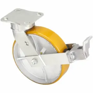 GRAINGER P25S-UY080KP-14-WK-DL Kingpinless Plate Caster, 8 Inch Dia, 9 1/2 Inch Height, Swivel | CQ2FKZ 489C72