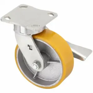 GRAINGER P25S-UY060R-14-CB-DL Kingpinless Plate Caster, 6 Inch Dia, 7 1/2 Inch Height, Swivel | CQ2FLK 490W16