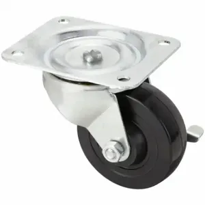 GRAINGER P2S-R040G-P-SB Standard Plate Caster, 4 Inch Dia, 5 Inch Height, Swivel, Rubber | CQ6YEL 487H08