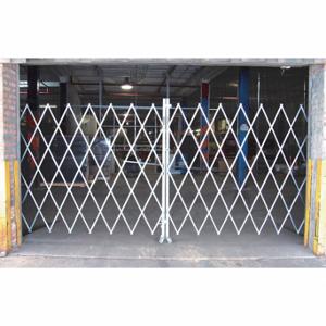 GRAINGER PECO 1665 Folding Gate, Double, Gray, Powder Coated, 14 to 16 ft Opening Width, 7 ft Folded Wide | CQ7DPD 54XU53
