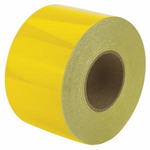 GRAINGER RF8YL Floor Marking Tape, Reflective, Solid, Yellow, 4 Inch x 150 ft, 5.5 mil Tape Thick | CP9PUK 452C25