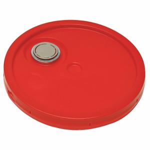 GRAINGER ROP2100CVRF-TT-R Plastic Pail Lid, Gasketed/Snap-On/Tear Tab With Spout, 12 1/4 Inch OverallDia, Red | CQ7DTP 49EN68