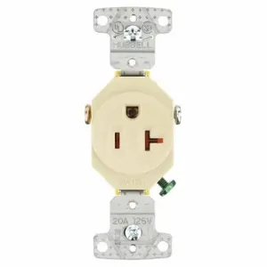 GRAINGER RR201I Receptacle, Single, 5-20R, 20 A, 125V AC, Ivory, 2 Poles, Screw Terminals | CP8XYY 49YK61